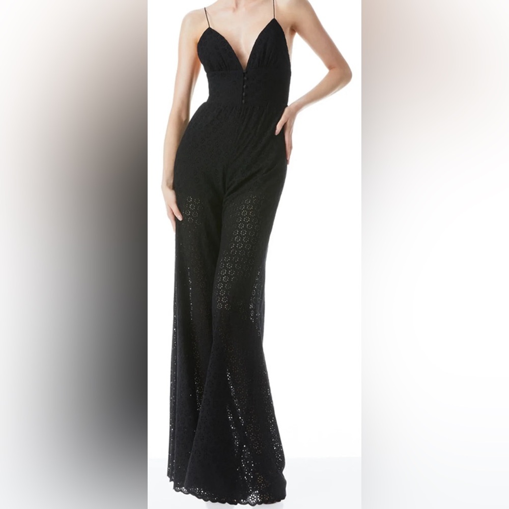 Alice + Olivia Tilly Wide Leg Jumpsuit Black Size 2 NWT
